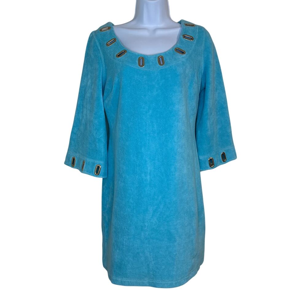 Boston Proper Turquoise Terry Gold Grommet Dress Size Small